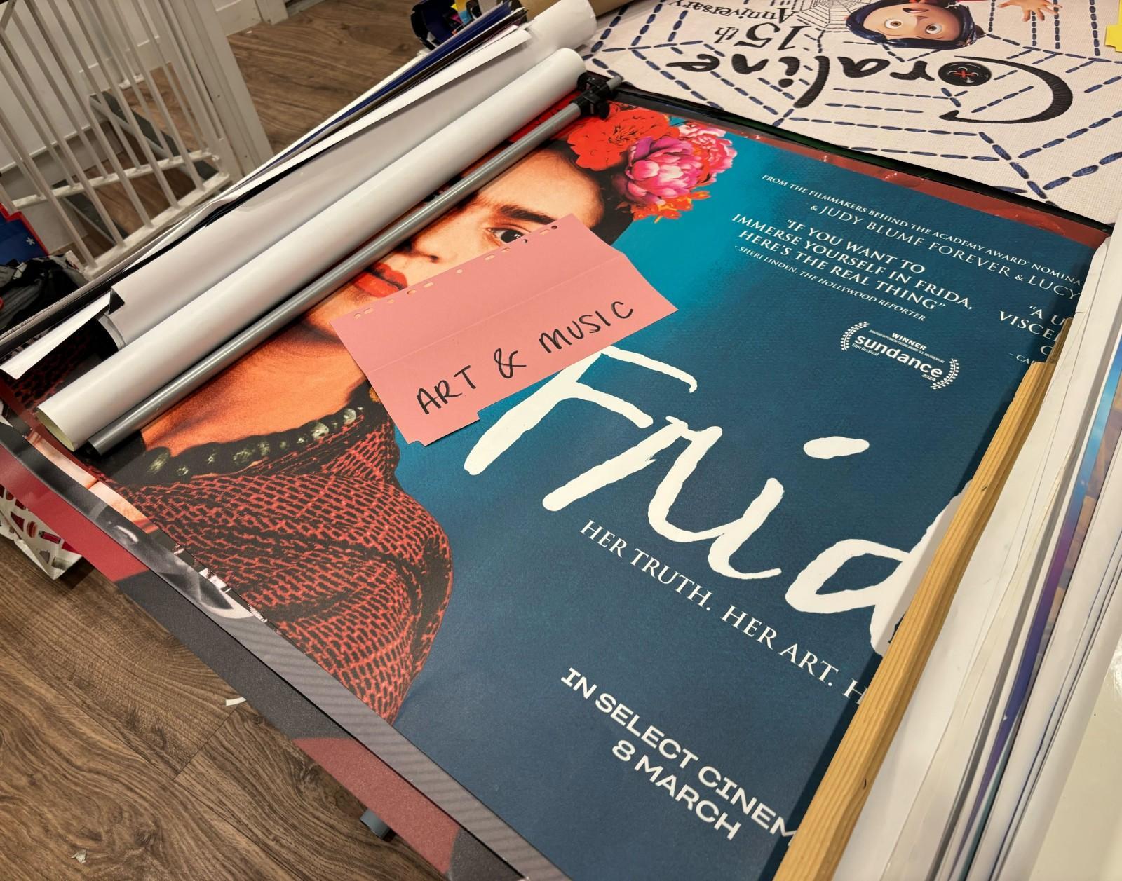 Image of posters on a table