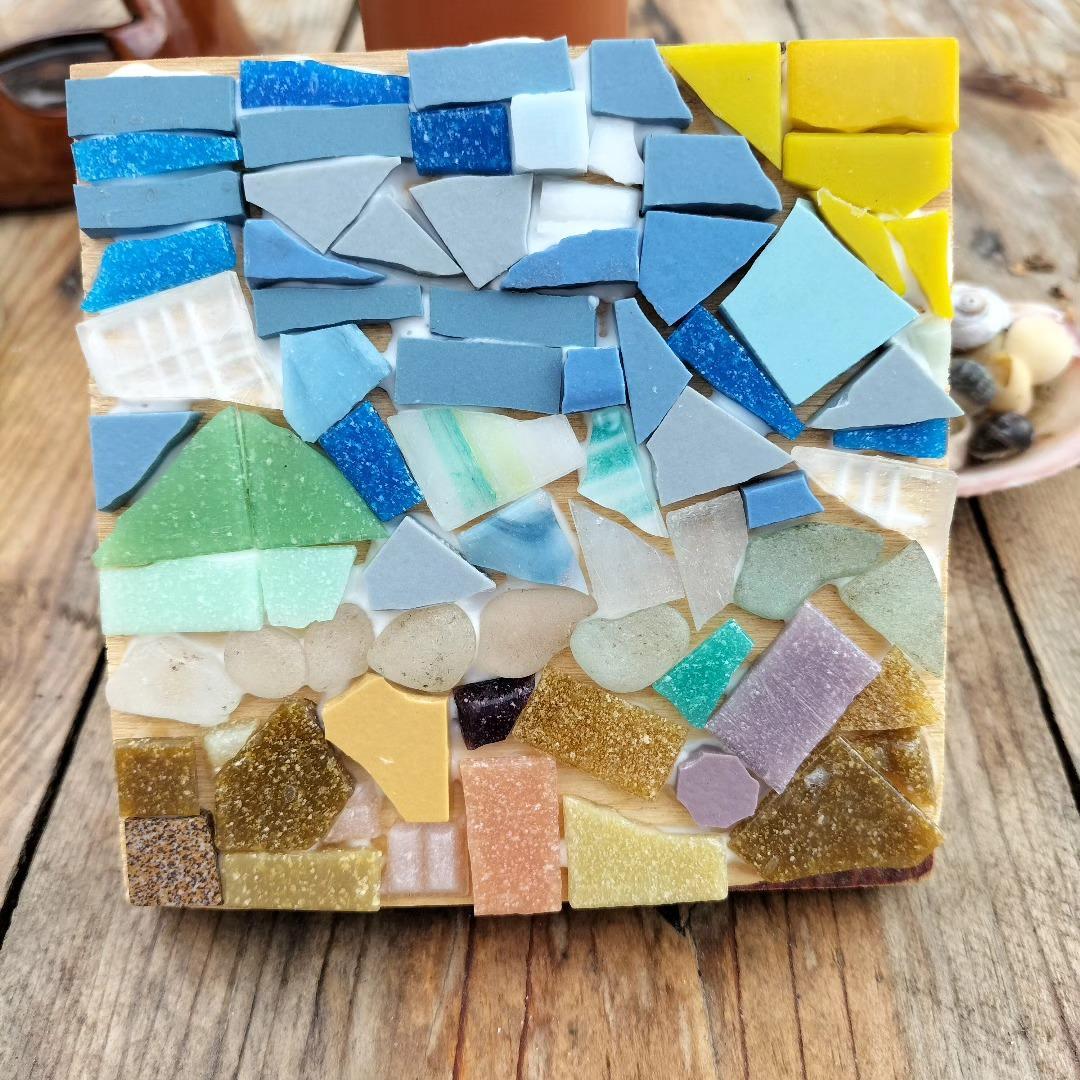 Beach scene mosaic