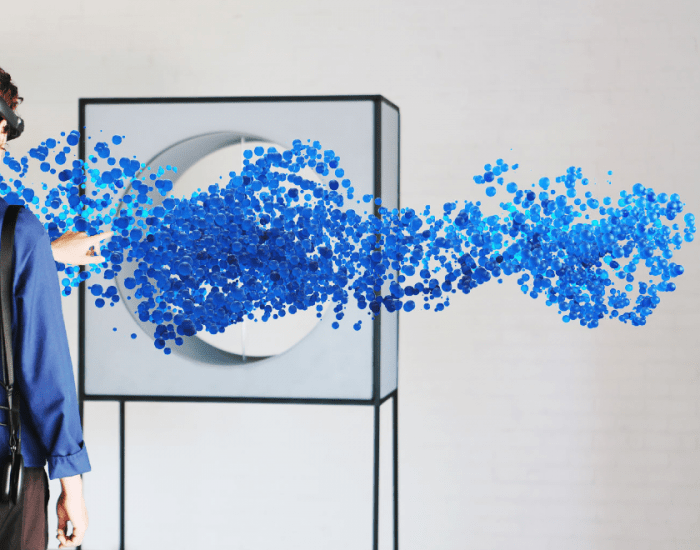 Lady using virtual reality rig